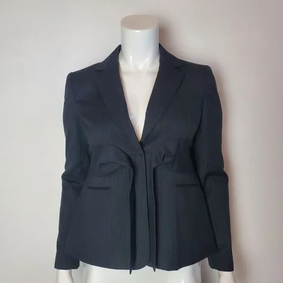 Vintage Y2K Kasper Black Gray Pinstripe Blazer - Picture 5 of 8